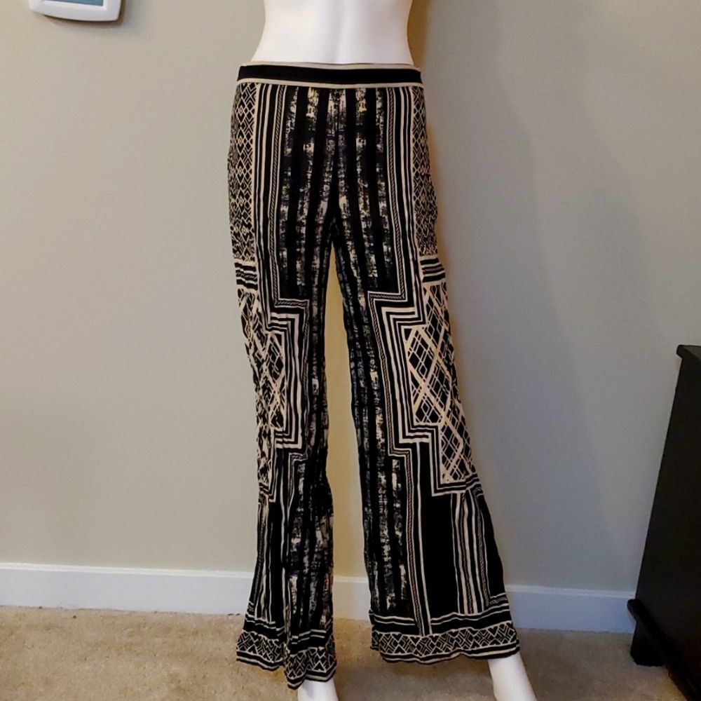 Jealous Tomato cream and black wide leg pants, M